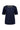 A navy blue short-sleeve top by Verge with a sheer floral lace overlay across the chest and shoulders, shown against a plain white background.