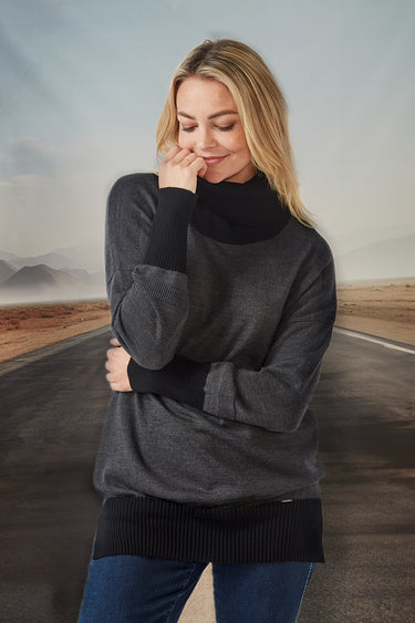 Remi Sweater - Charcoal Marl/Black - Sweater VERGE