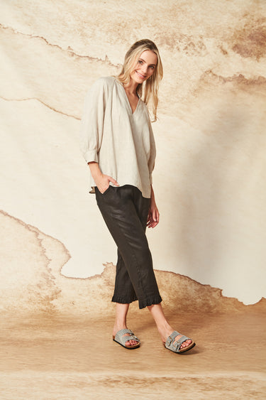 Frill Capri - Black - Pant VERGE