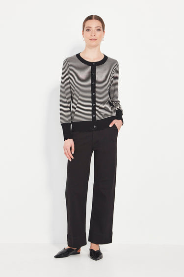 Marcella Cardi - Black Chalk Stripe - Cardigan VERGE
