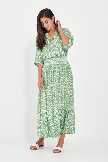Vale Skirt - Green Print - Skirt VERGE