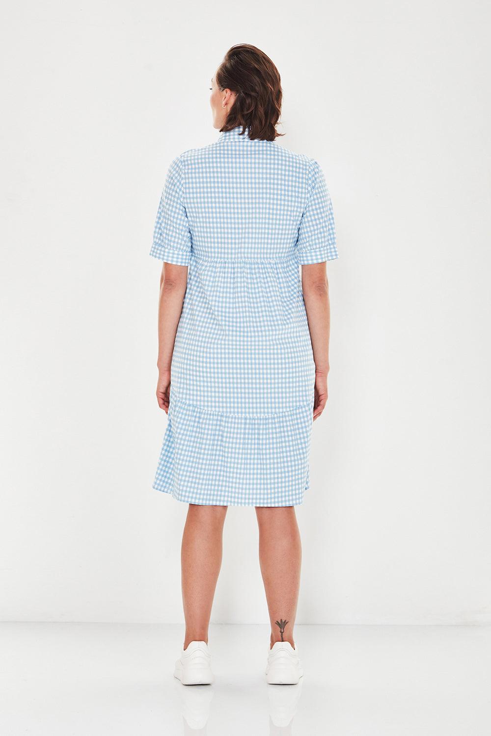 Acrobat Gingham Kirby Dress - Sky Blue - Dress VERGE