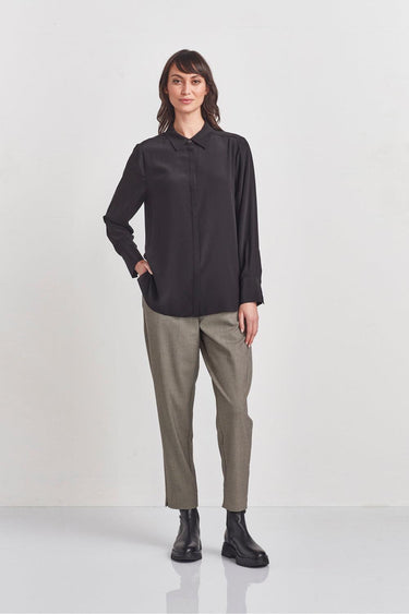 Lyla Shirt - Black (100% Silk) - Shirt VERGE