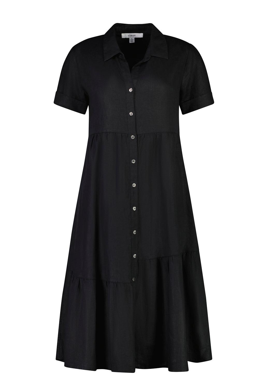 Madrid Linen Dress - Black - Dress VERGE