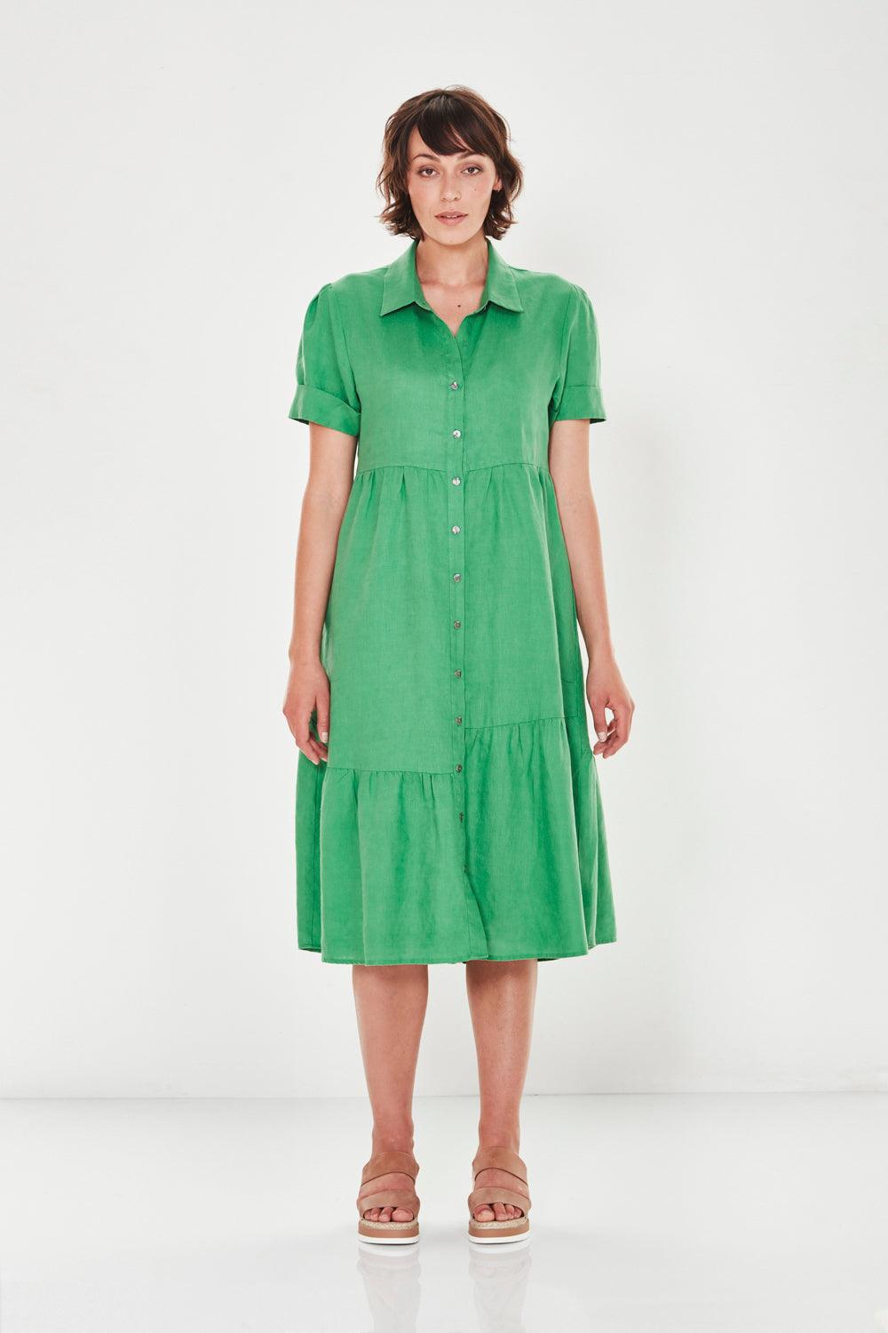 Madrid Linen Dress - Grass - Dress VERGE