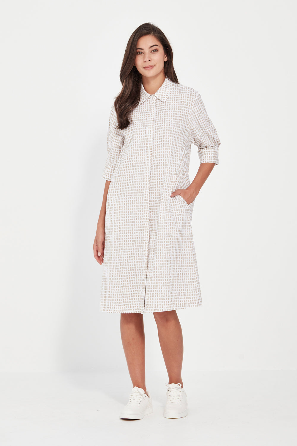 Acrobat Tile Dress - Bark Print – VERGE