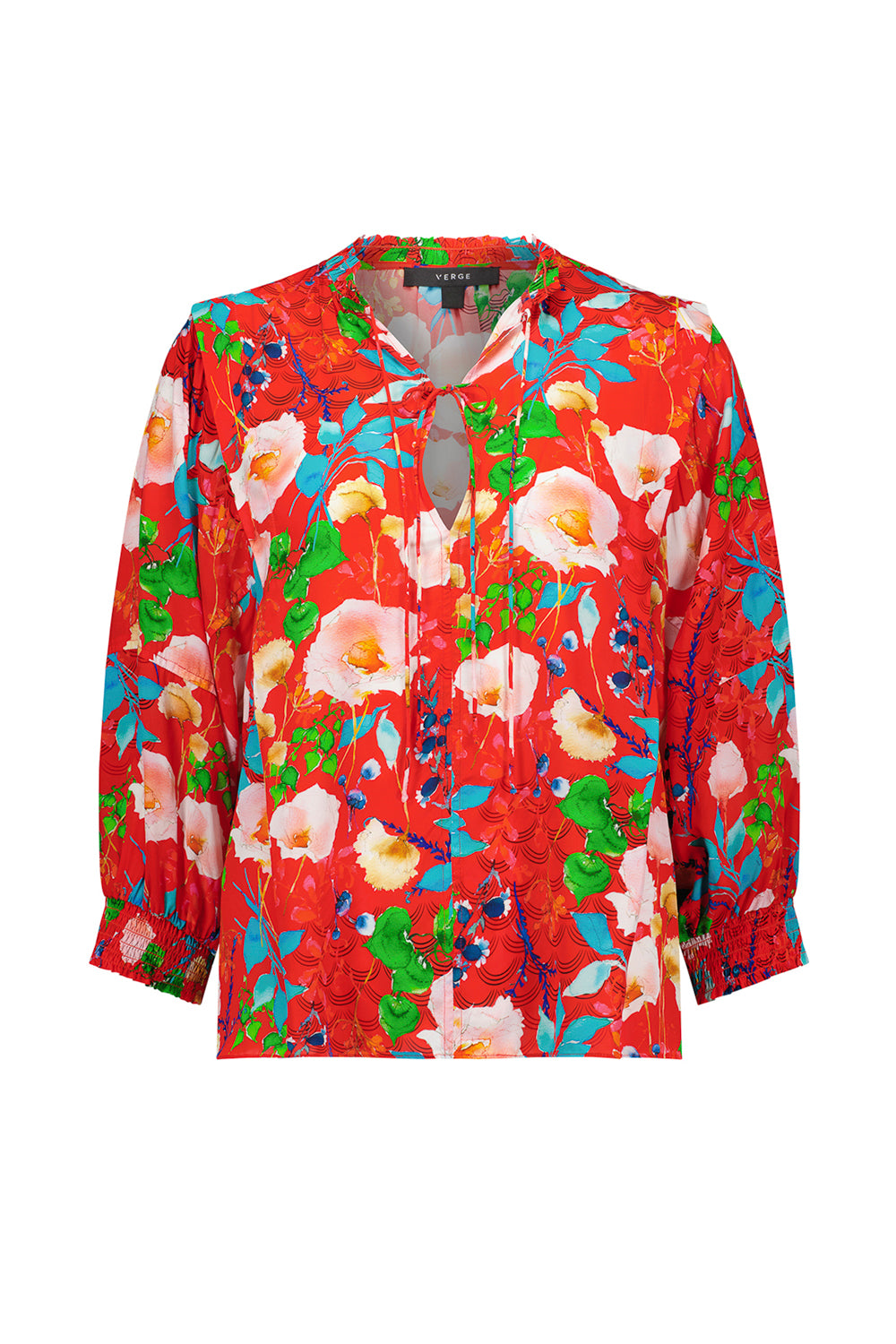 Aiko Blouse - Red Floral Print - Blouse VERGE