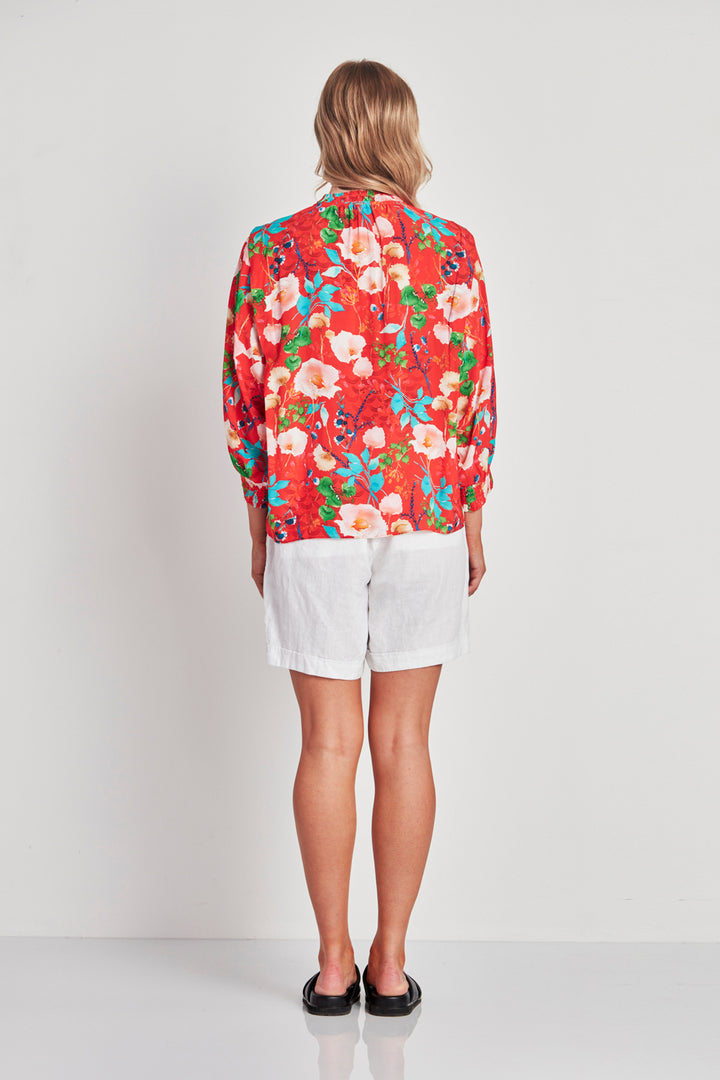 Aiko Blouse - Red Floral Print - VERGE