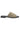 A single Dark Stone slide sandal with a ruched strap and a low black heel, shown from a side profile on a white background. A Verge selection.