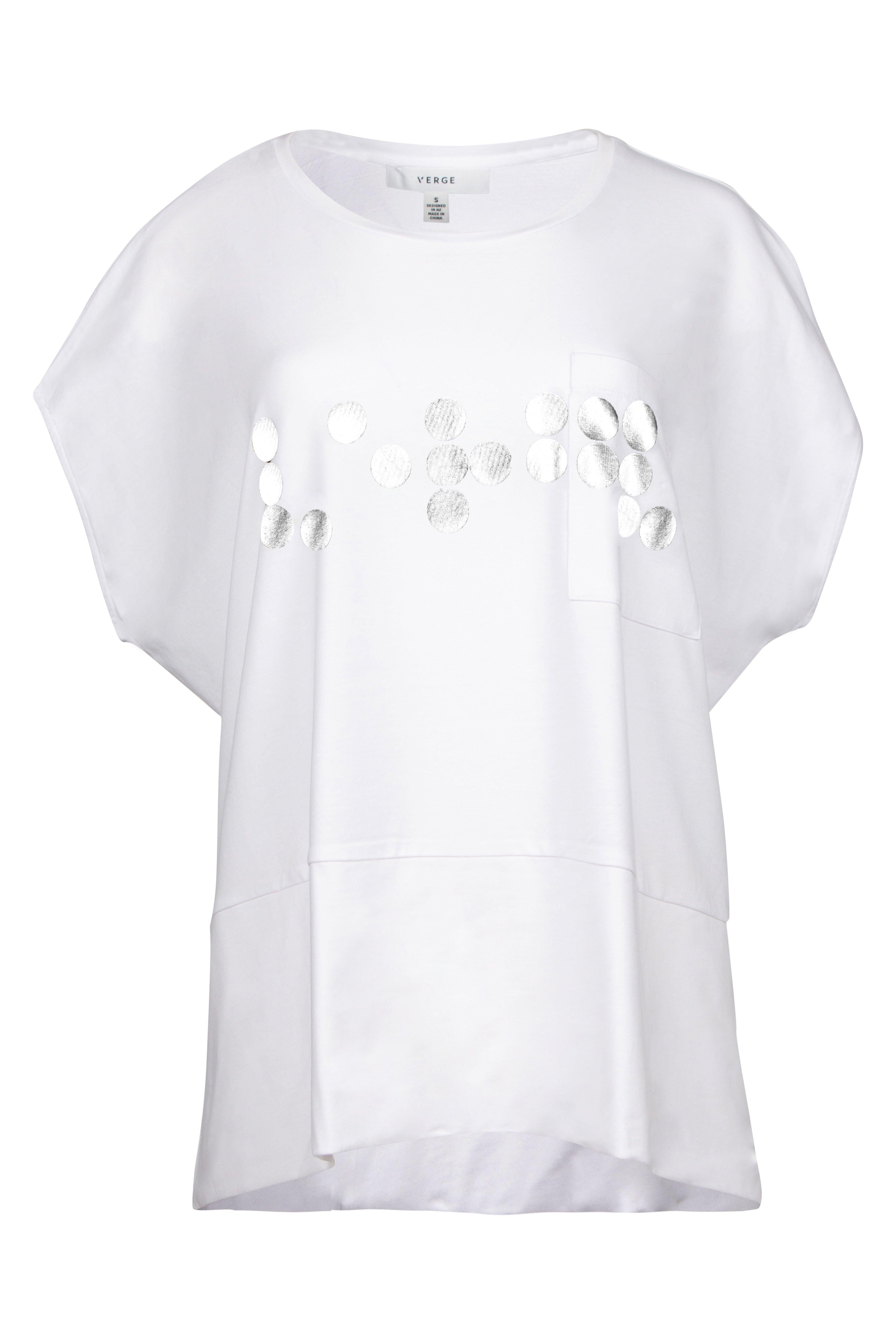 Braille Top - White / Silver - Shirts & Tops VERGE