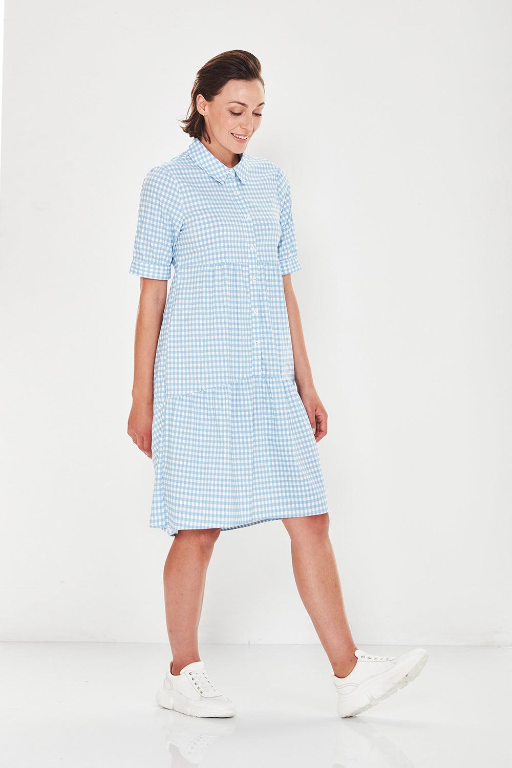 Acrobat Gingham Kirby Dress - Sky Blue - Dress VERGE