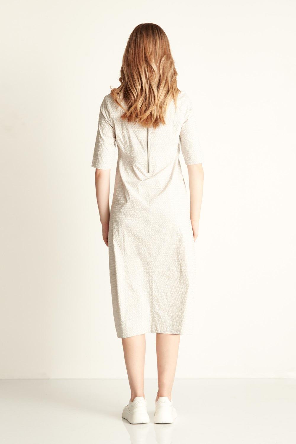 Acrobat Weave Bridge Dress - Pumice/White - Dress VERGE