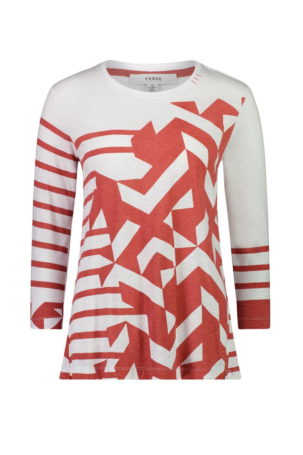 Rhianna Top - White/Washed Red - Tee VERGE
