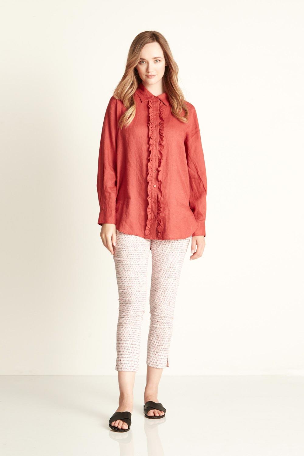 Sloane Linen Shirt - Washed Red - Shirt VERGE