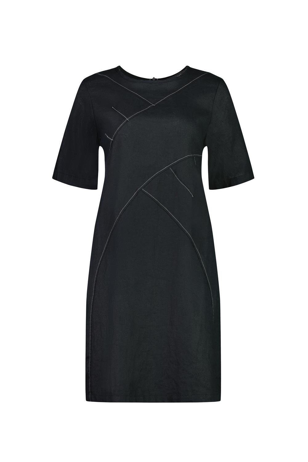 Swan Linen Dress - Black - VERGE
